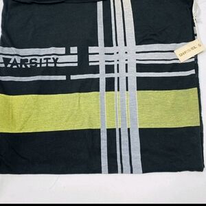 Diesel Varsity Black Plaid with Yellow and Gray Stripes Scarf